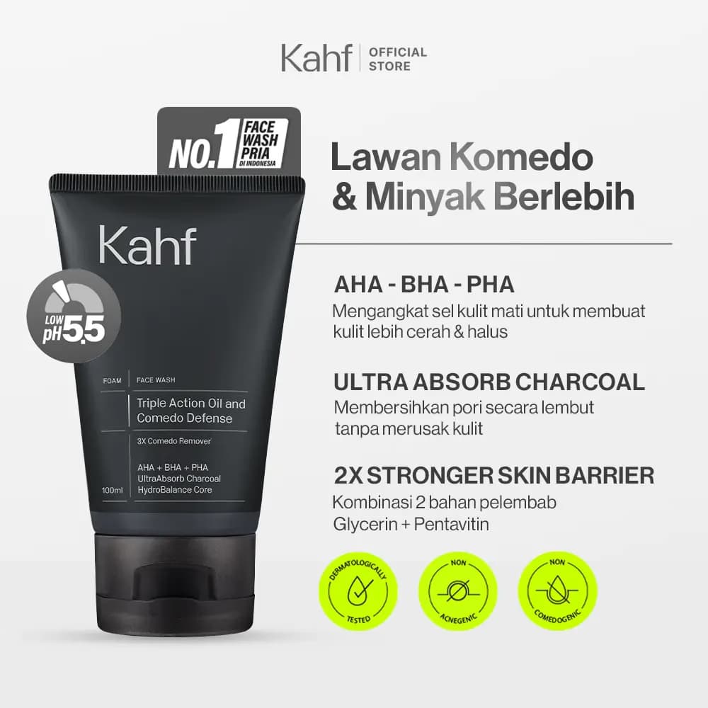 Kahf Face Wash Triple Action Oil and Comedo Defense 100 ml