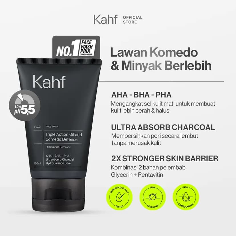 Kahf Face Wash Triple Action Oil and Comedo Defense 100 ml