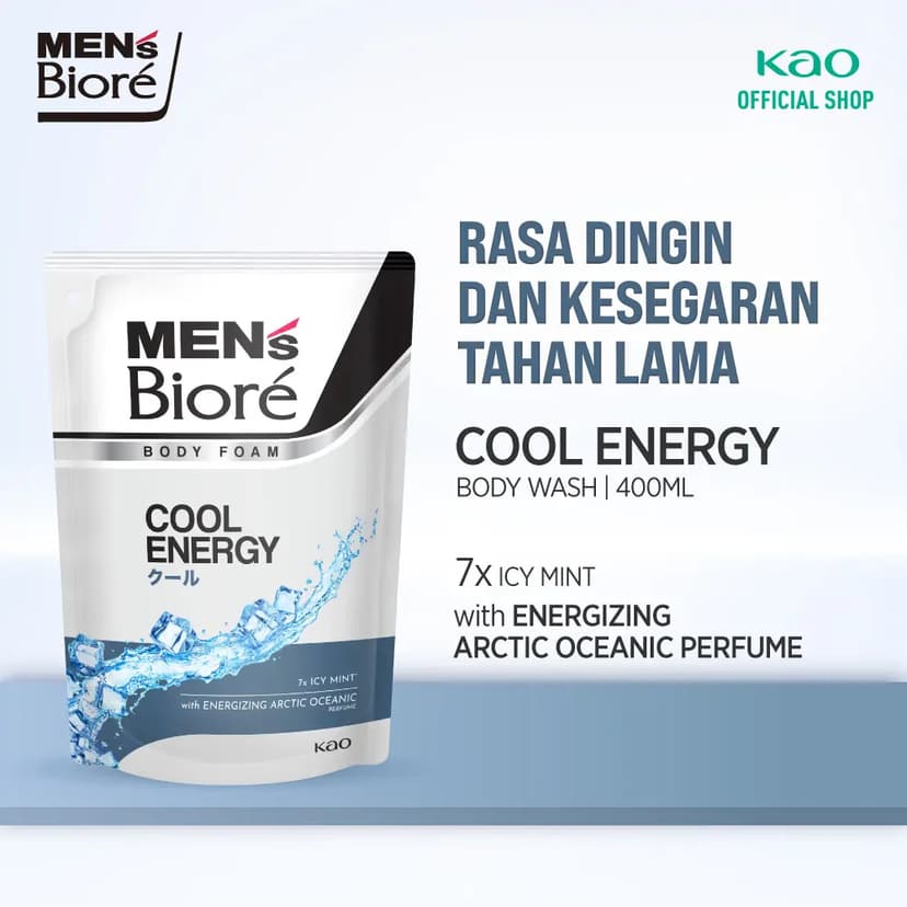 Men's Biore Body Foam Sabun Mandi Cair Pria Cool Energy 400 ml Pouch