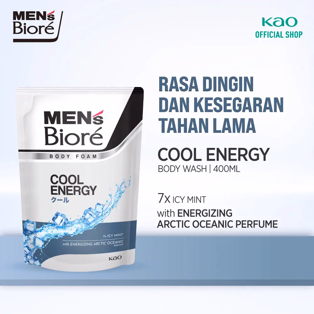 Men's Biore Body Foam Sabun Mandi Cair Pria Cool Energy 400 ml Pouch